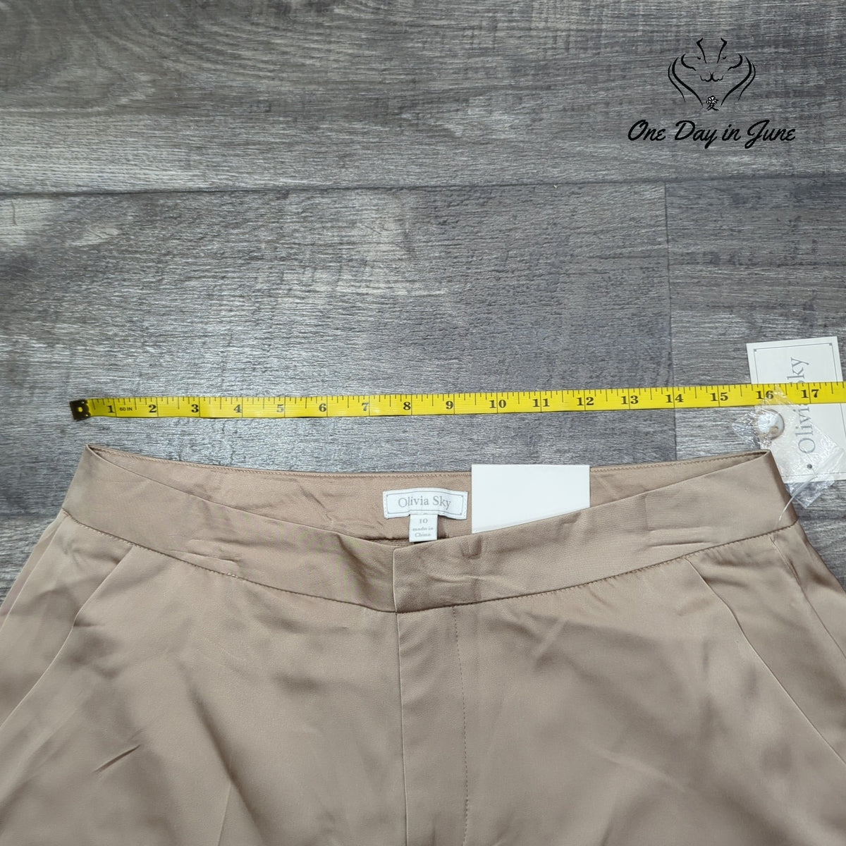 Olivia Sky Madrid Satin Cargo Pants Tan Praline Straight Leg NWT Size 10