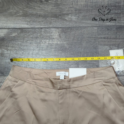 Olivia Sky Madrid Satin Cargo Pants Tan Praline Straight Leg NWT Size 10