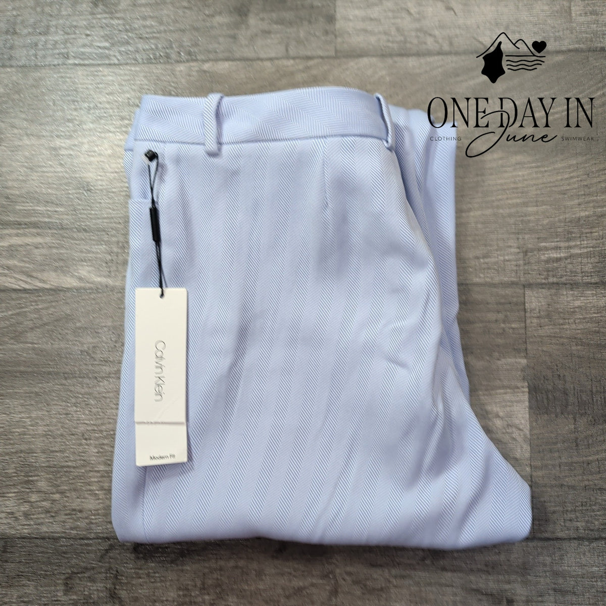 Calvin Klein Petite Modern Fit Herringbone Tapered Dress Pants Blue NWT Size 14P