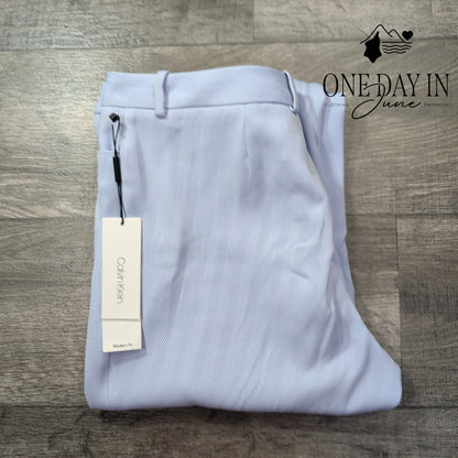 Calvin Klein Petite Modern Fit Herringbone Tapered Dress Pants Blue NWT Size 14P
