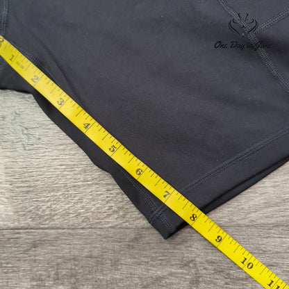 Hue High Waist Yoga Biker Shorts Black Side Pockets Athletic Size S