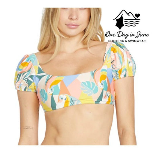 Volcom Tie Back Ruffle Bikini Top Size XS