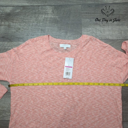 New Directions Palm Life Sweater Frida Peach Long Sleeve Marled NWT Size M