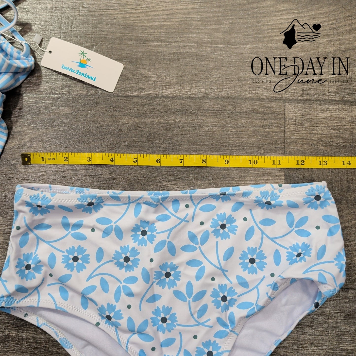 Beachsissi V Neck Floral Bikini Swimsuit Size S