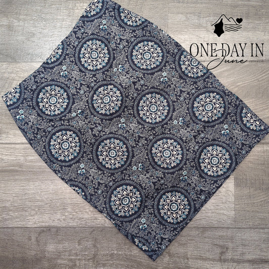 Loft Petite Pencil Skirt Navy Blue Medallion Paisley Print Size 4P