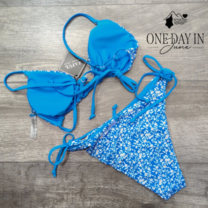 Zaful Floral Triangle Tie Side Bikini Size M
