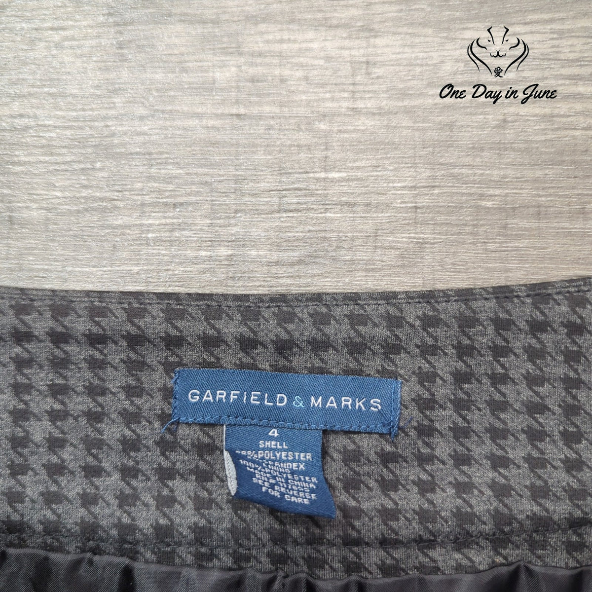 Garfield & Marks Pencil Skirt Gray Black Houndstooth Knee Length Size 4