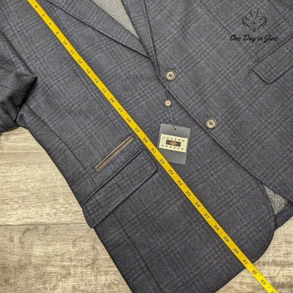 Joseph Abboud Wool Blend Plaid Blazer Navy Blue 2 Button NWT Size XXL