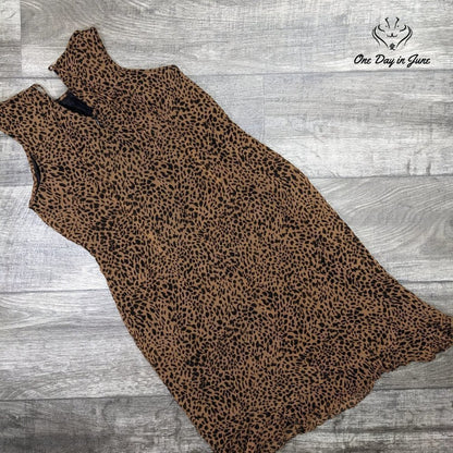 Robbie Bee Petite Sleeveless Animal Print Mini Silk Dress Size 6P