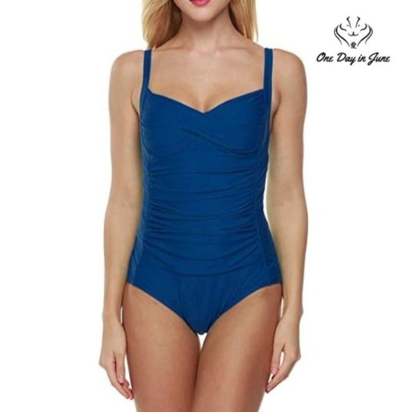 Ekouaer Elegant Inspired Vintage Pin up One Piece Swimsuit Size L
