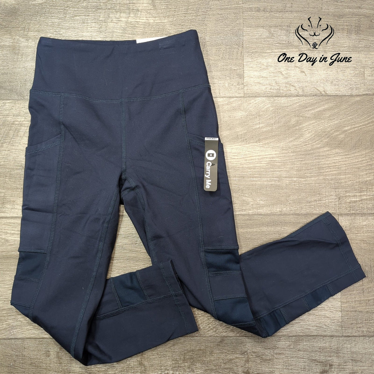 Gottex Inter-Luxe Capri Yoga Leggings Navy Tummy Control Pockets NWT Size XS