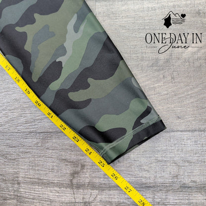 Old Navy Elevate PowerSoft Leggings Green Camo High Rise 7/8 Pockets NWT Size L