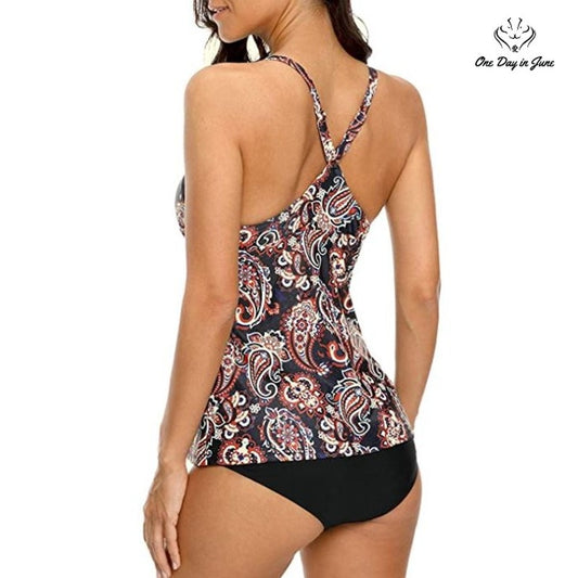 Sociala High Neck Paisley Bikini Swimsuit Size M