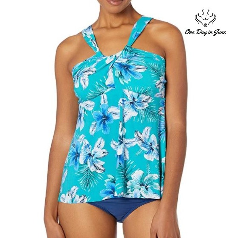 Coastal Blue Crisscross Front Halter Neck Tankini Swimsuit Size XS (0-2)