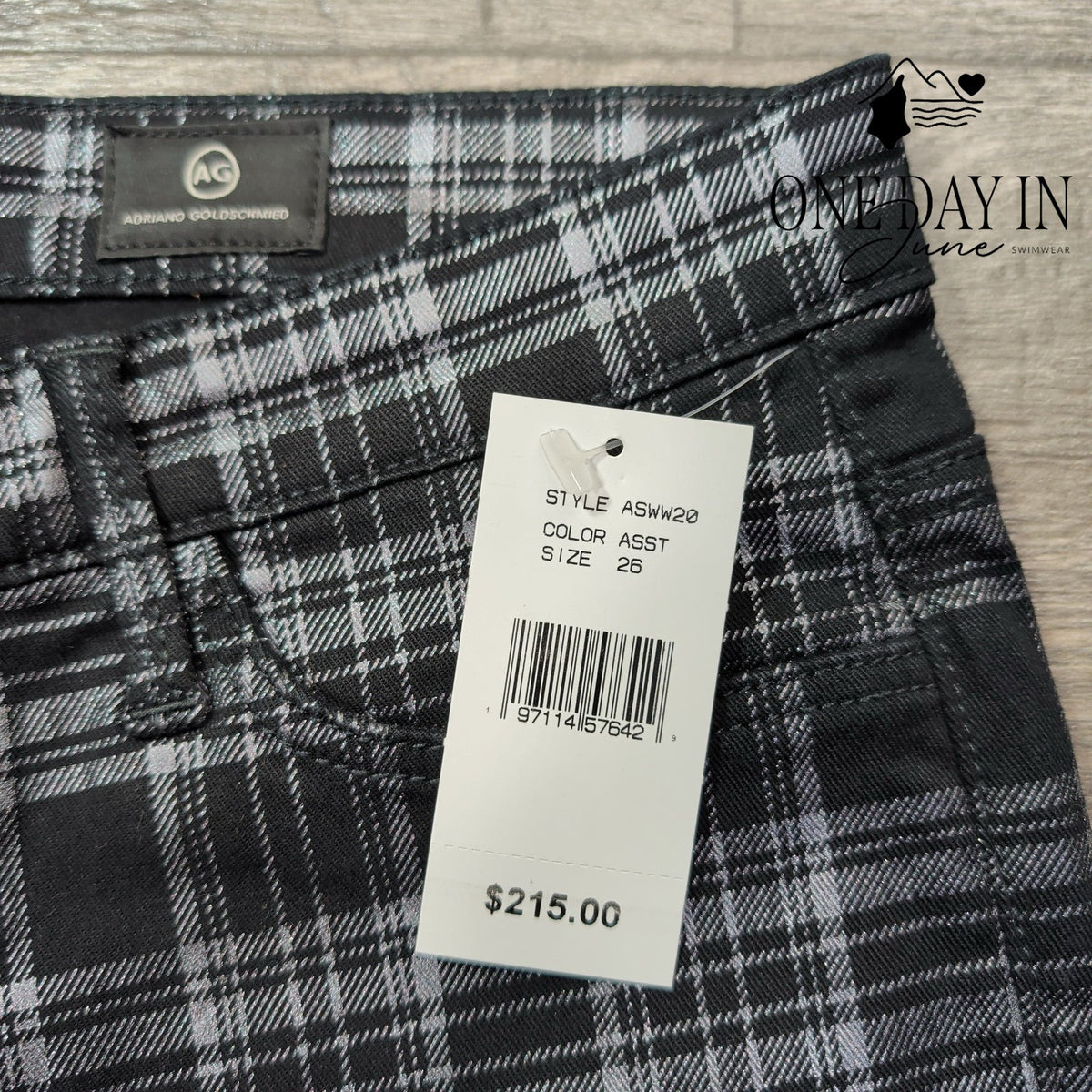 AG Adriano Goldschmied Jodi Crop High Rise Slim Flare Plaid Jeans NWT Size 2