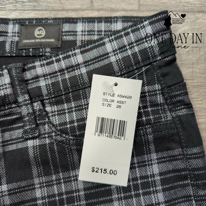 AG Adriano Goldschmied Jodi Crop High Rise Slim Flare Plaid Jeans NWT Size 2