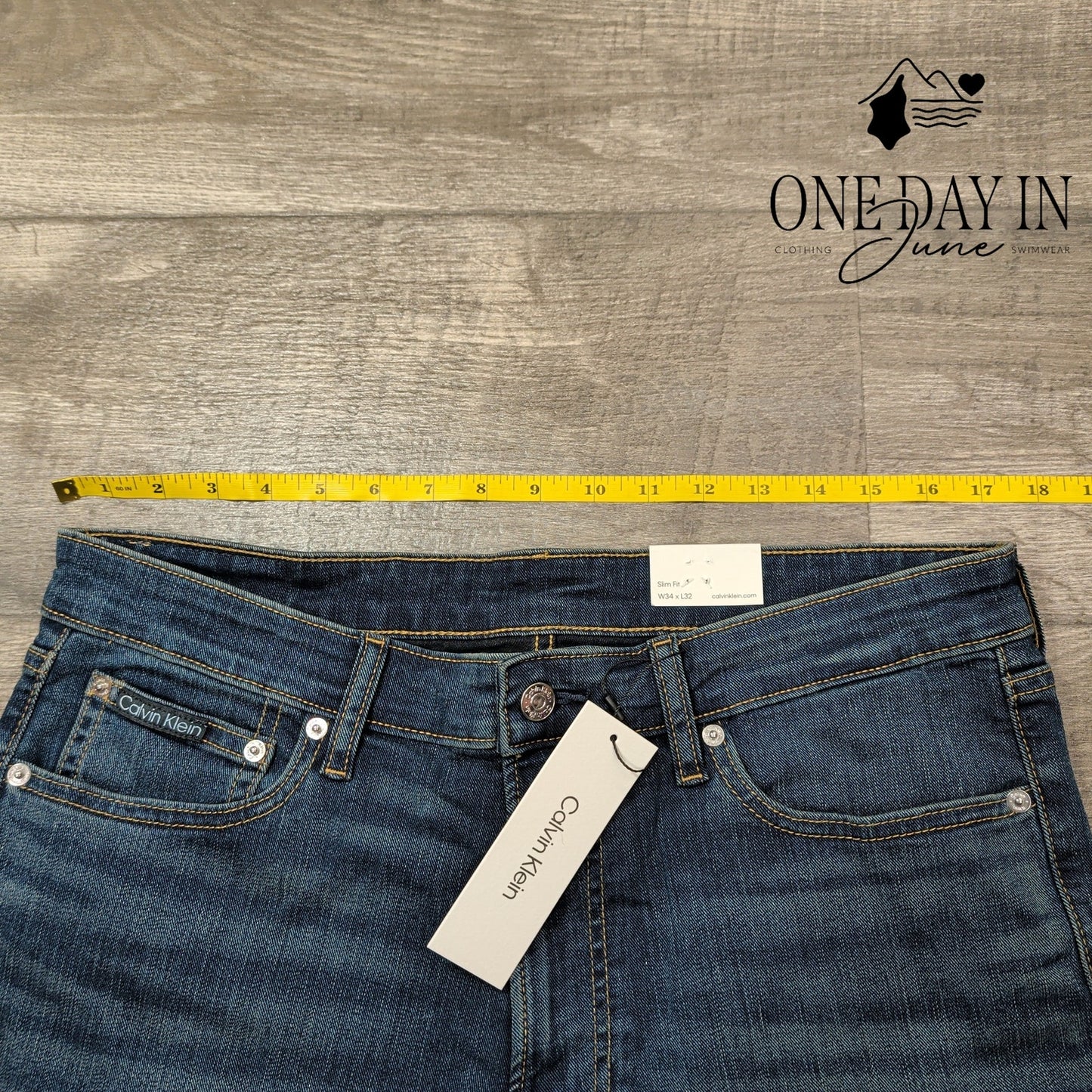 Calvin Klein Jeans Mens Slim Fit Aveon Blue Stretch Denim NWT $99 Size 34X32