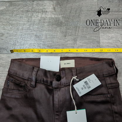 DL1961 Bridget Boot Coated Jeans Chocolate High Rise Crop NWT Size 6 (28)