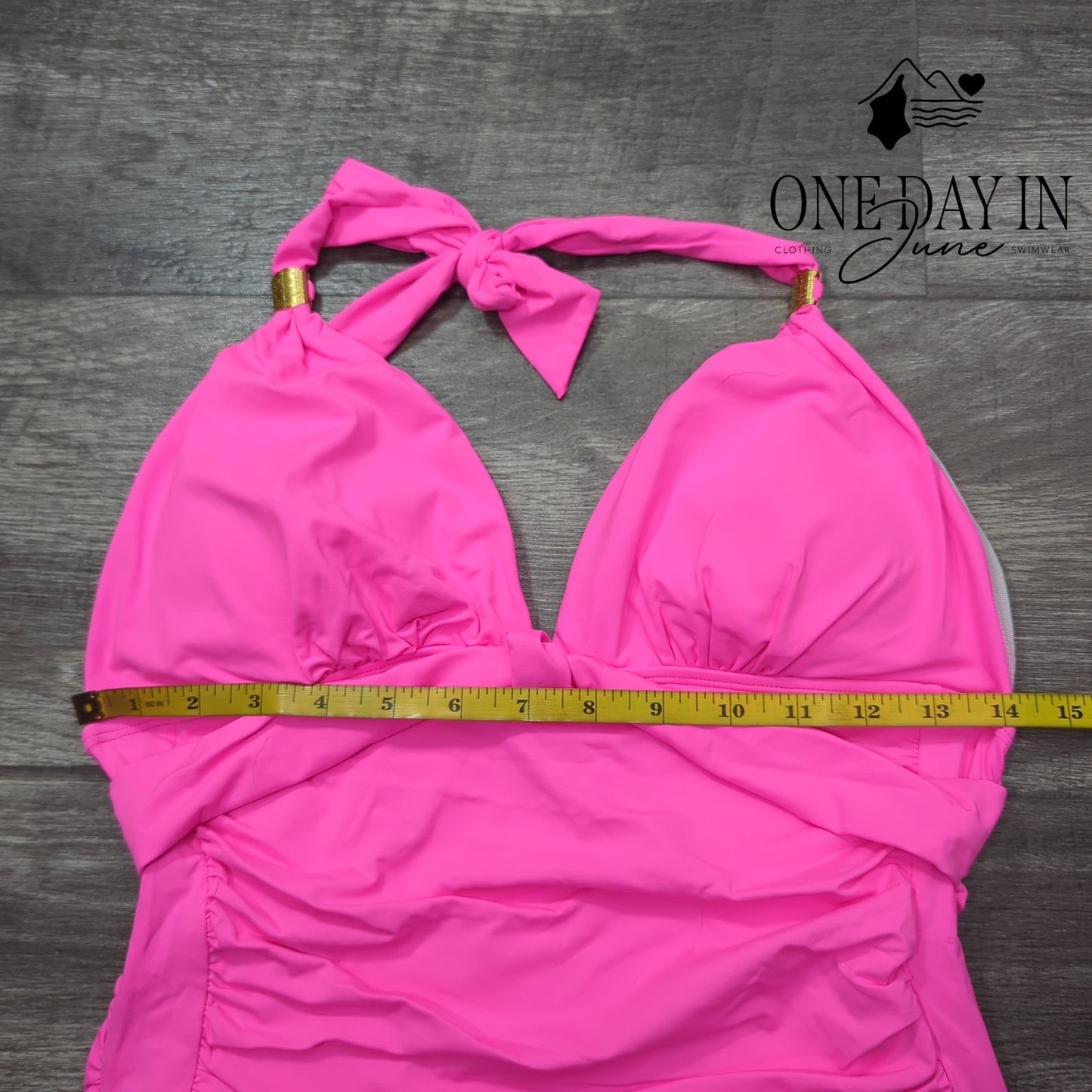 Aqua Eve Halter Tummy Control One Piece Swimsuit Size L