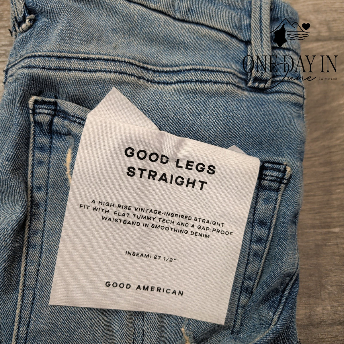 Good American Good Legs Straight Split Pocket Jeans Blue449 NWT Size 2