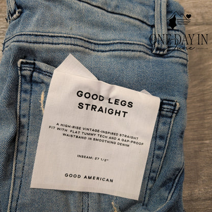 Good American Good Legs Straight Split Pocket Jeans Blue449 NWT Size 2