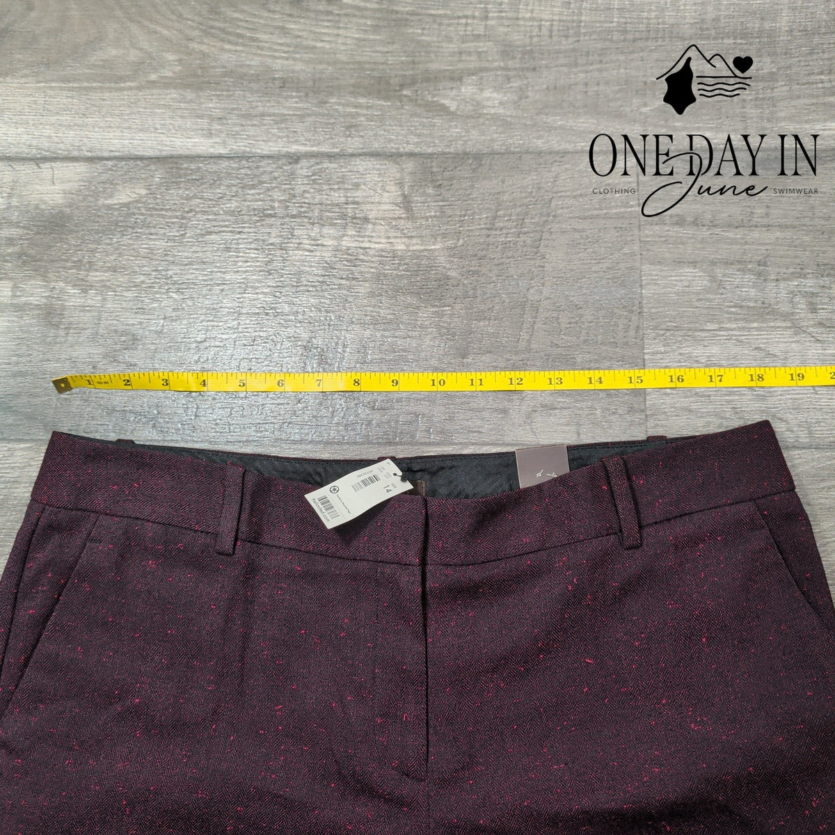 The Limited Modern Trouser Pants Burgundy Red Flecked Straight Leg NWT Size 14
