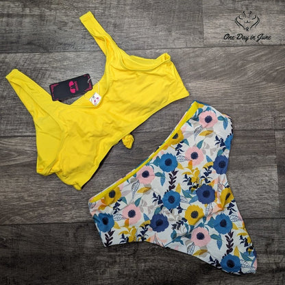 Shekini Crop Tie High Cut Cheeky Bikini Swimsuit Size XL