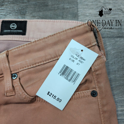 AG Adriano Goldschmied Coated Jeans Brown Straight Leg NWT $215 Size 4 (27)