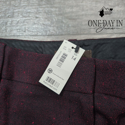 The Limited Modern Trouser Pants Burgundy Red Flecked Straight Leg NWT Size 14
