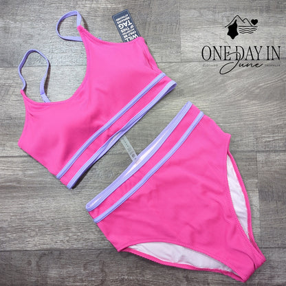 Blooming Jelly High Waist Ribbed Bikini Swimsuit Size M