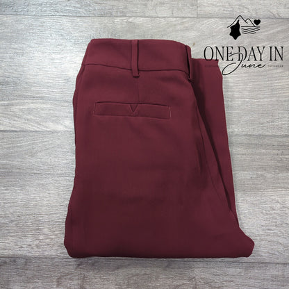 Anthropologie Sasha High Rise Pleated Ankle Pants Burgundy Button Fly NWT Size 0