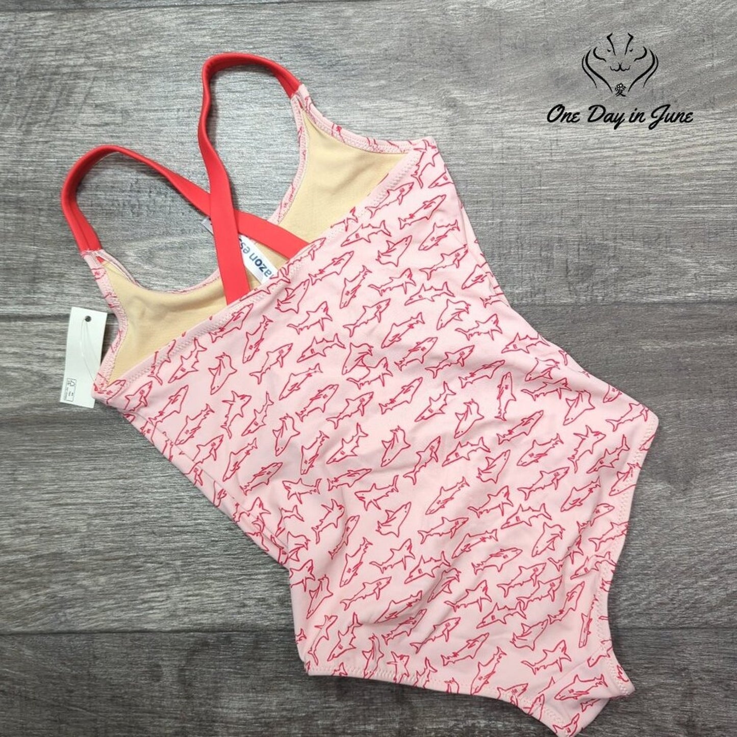 Amazon Essentials Pink Shark One Piece Swimsuit Size XS