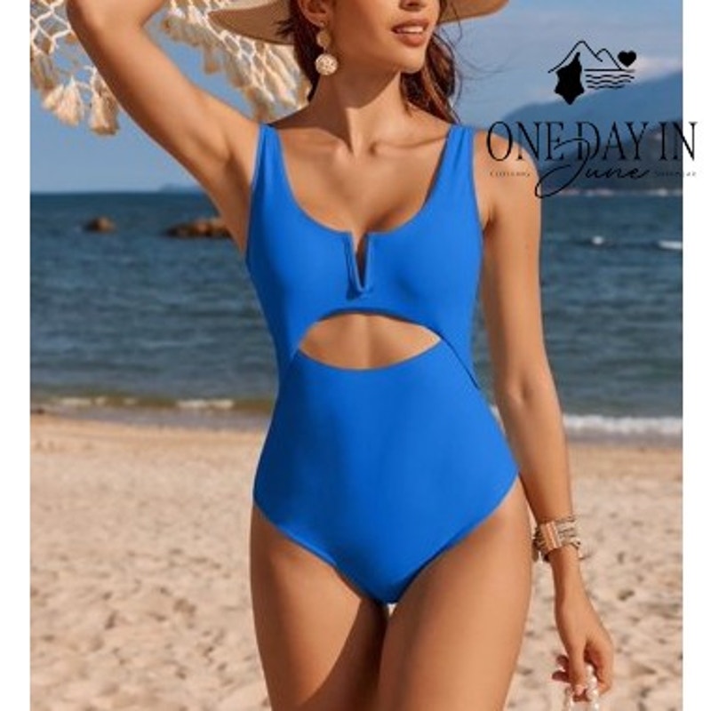 Aimage V Wire Cut Out One Piece Swimsuit Size M