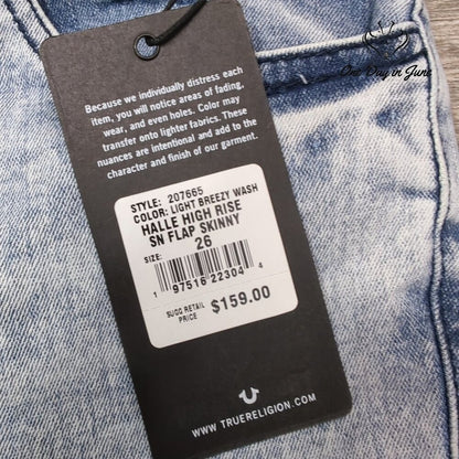 True Religion Halle High Rise Super Skinny Jeans Light Breezy Wash NWT Size (2)