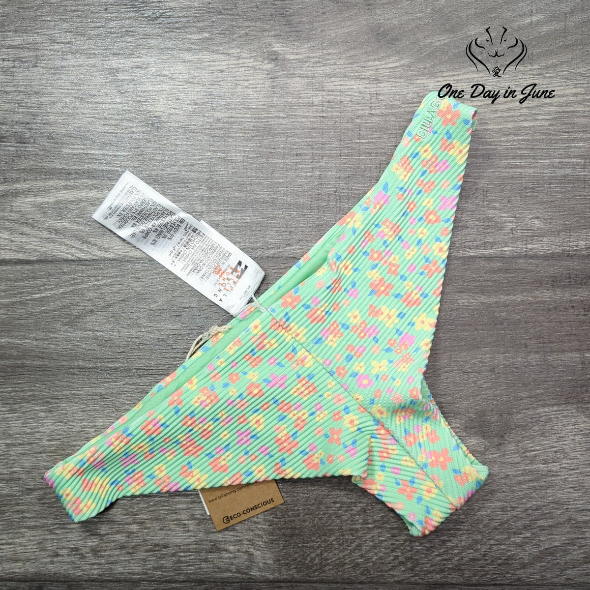 Billabong I Sea You Tanlines Tanga Bikini Bottom Spearmint NWT $65.95 Size M