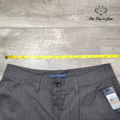 Tommy Hilfiger Metallic Pinstripe Wide Leg Cargo Pants Gray NWT Size 12