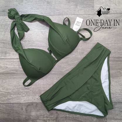 Charmo Halter Tie Back Molded Cup Bikini Swimsuit Size M