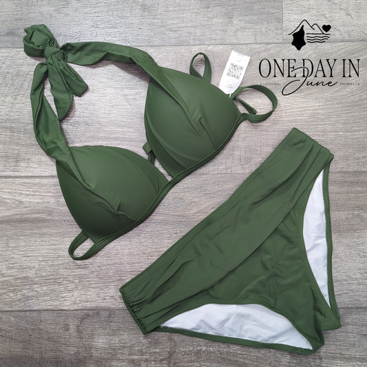 Charmo Halter Tie Back Molded Cup Bikini Swimsuit Size M