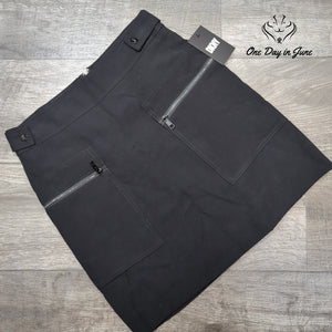 DKNY Frosted Twill Cargo Mini Skirt Black Zip Pockets NWT Size 2