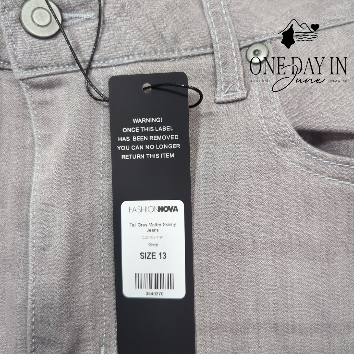 Fashion Nova Juniors Tall Grey Matter Skinny Jeans Size 13