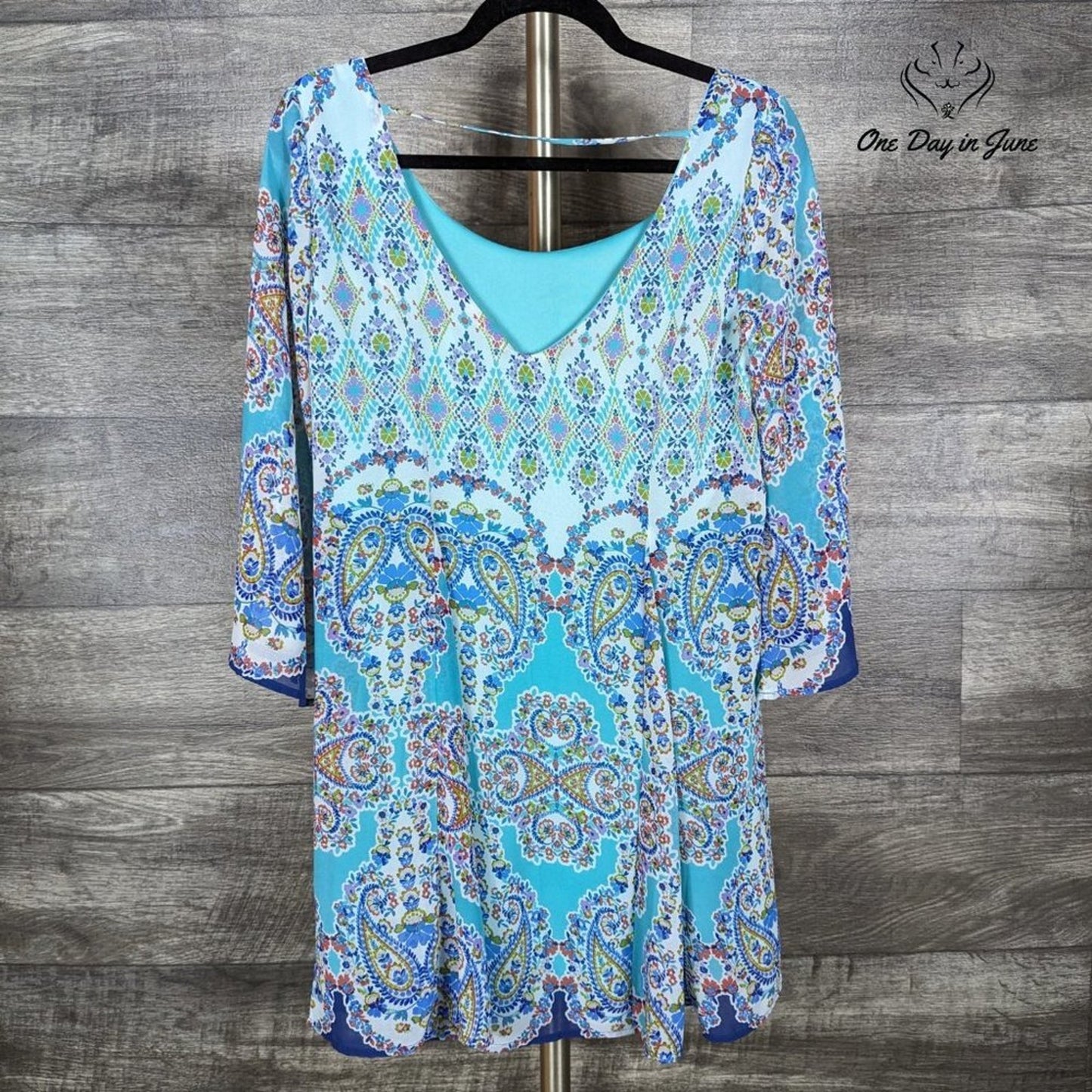 As U Wish 3.4 Sleeve Layered Mini Dress Size S