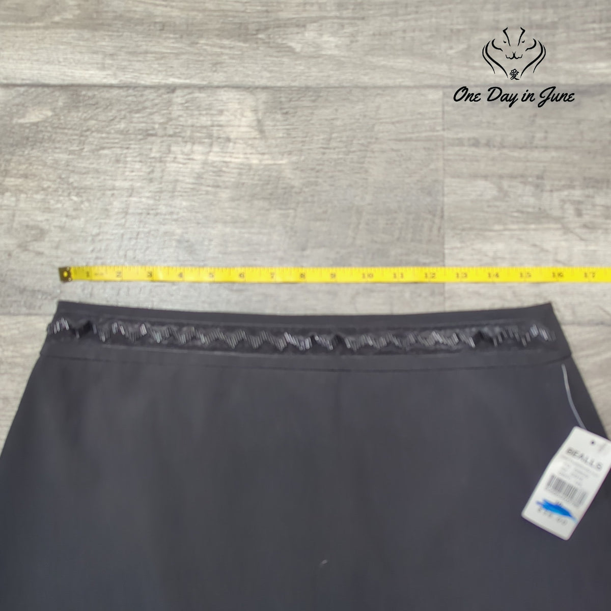 Bay Studio Pencil Skirt Black Embellished Waist Career NWT Size 10