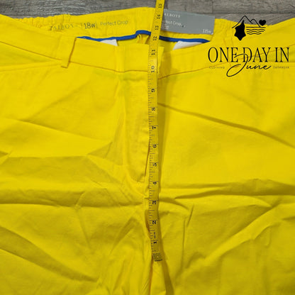 Talbots Plus Size Perfect Crop Slim Leg Pants Yellow NWT $89.50 Size 18W