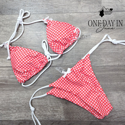 Adisputent Adjustable Triangle Tie Side Bikini Swimsuit Size S