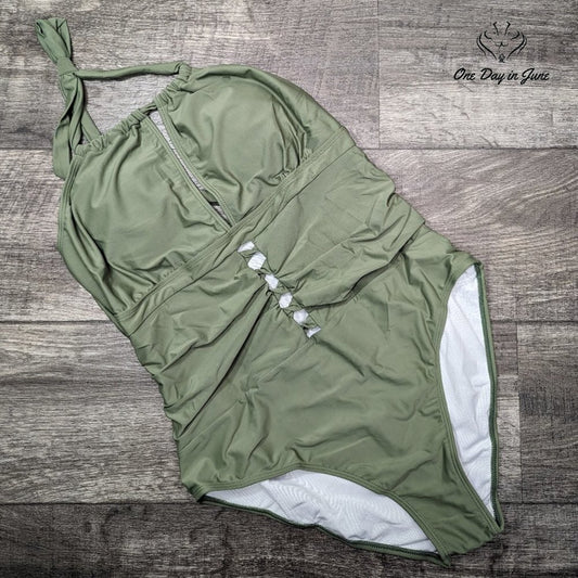 Charmo V Neck One Piece Swimsuit Size 2XL