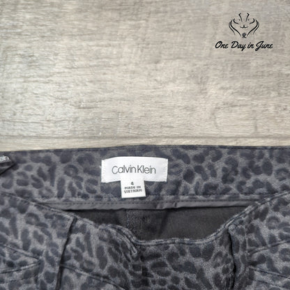 Calvin Klein Grey Leopard Skinny Pants Size 4