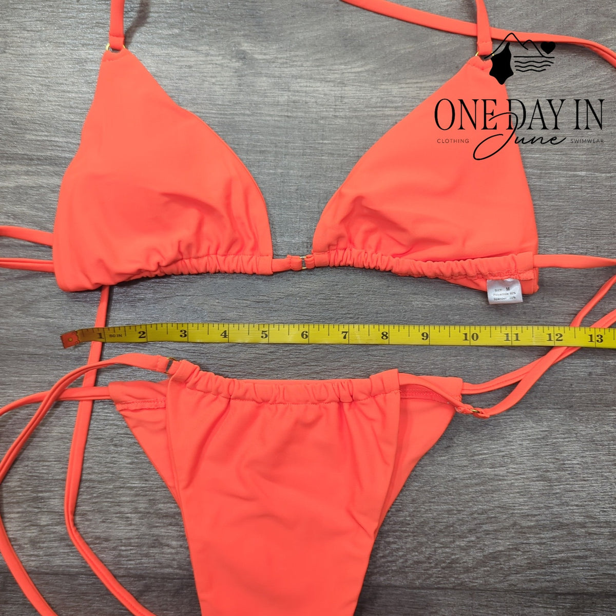 CharmLeaks Triangle Tie Side Bikini Swimsuit Neon Orange Size M