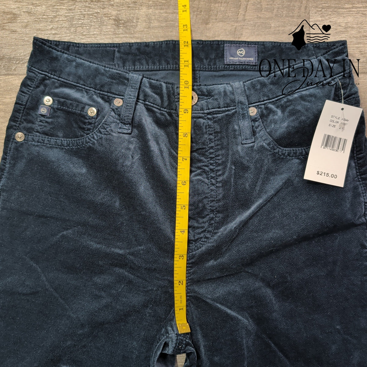 AG Adriano Goldschmied Velveteen Straight Leg Jeans Navy Blue NWT Size 4 (27)