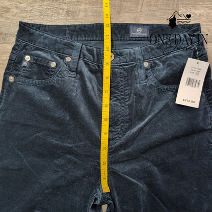 AG Adriano Goldschmied Velveteen Straight Leg Jeans Navy Blue NWT Size 4 (27)