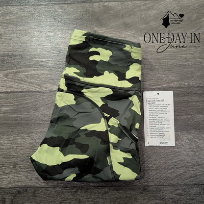 Lululemon Fast and Free HR Tight 25 Leggings Camo Green NWT $128 Size 6